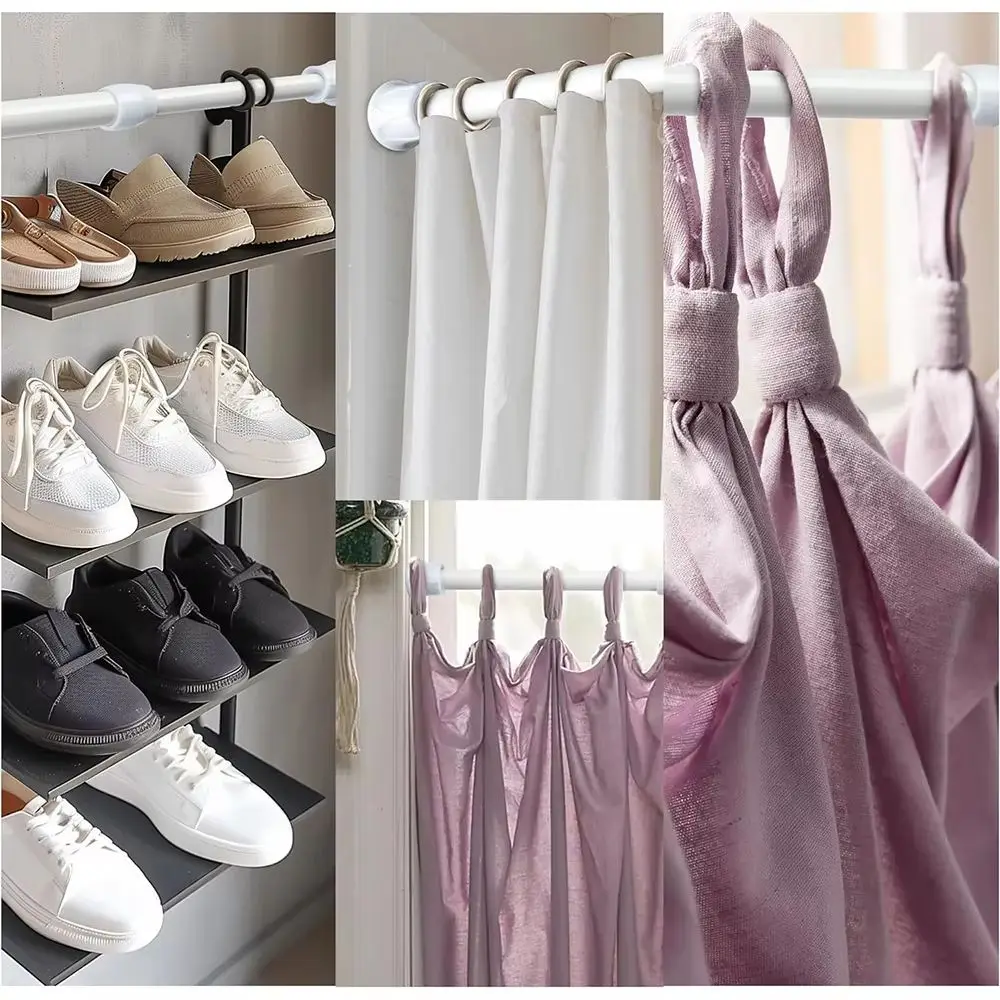 Spring Tension Adjustable Tension Rod Reliable Load Bearing Anti Slip End Caps Extendable Curtain Rod Adjustable Length