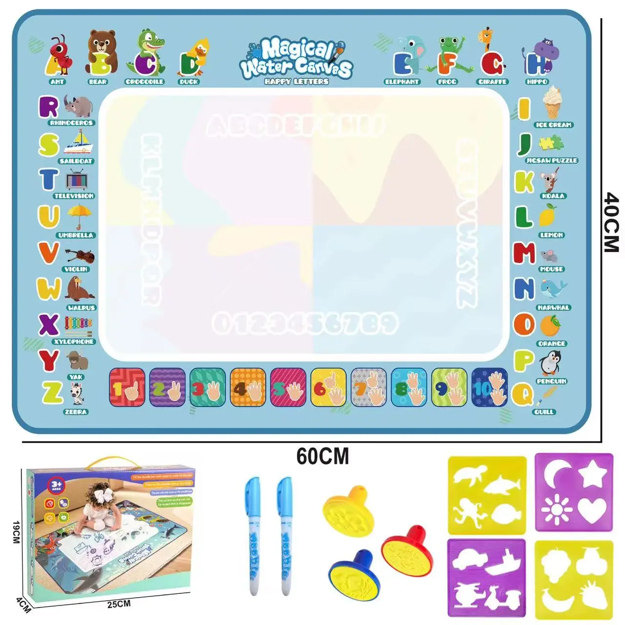 بساط رسم مائي سحري للأطفال، بساط تلوين دودل مع أقلام سحرية، لعبة لوحة رسم تعليمية من مونتيسوري هدية #3