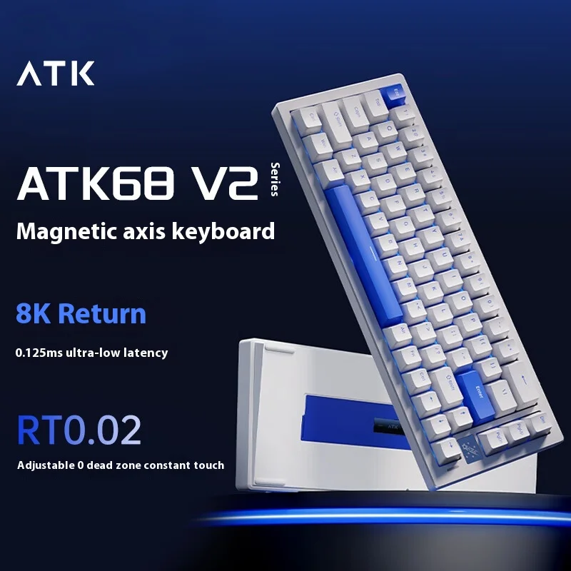 

Atk68 V2 Mechanical Keyboard with Magnetic Switch Custom Aluminum Case 8K Low Latency Side Engraved Key Caps for Esports Gaming