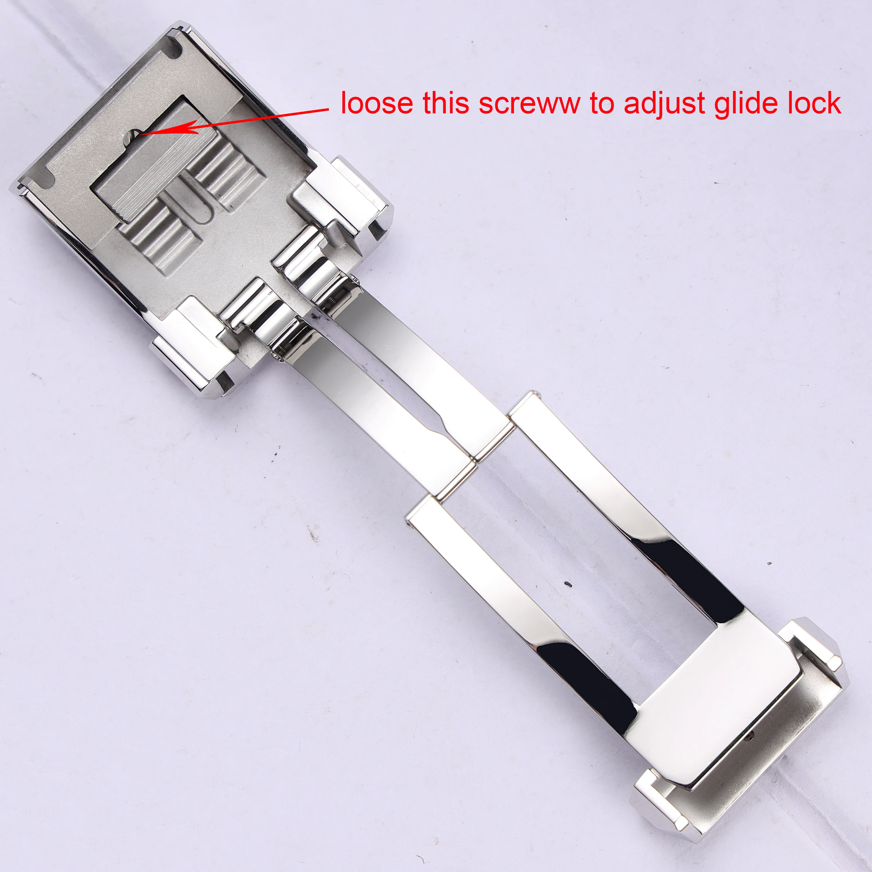 20mm silver stainless steel polished brushed micro adjustment glide lock deployment clasp for Breitling folding watch buckle