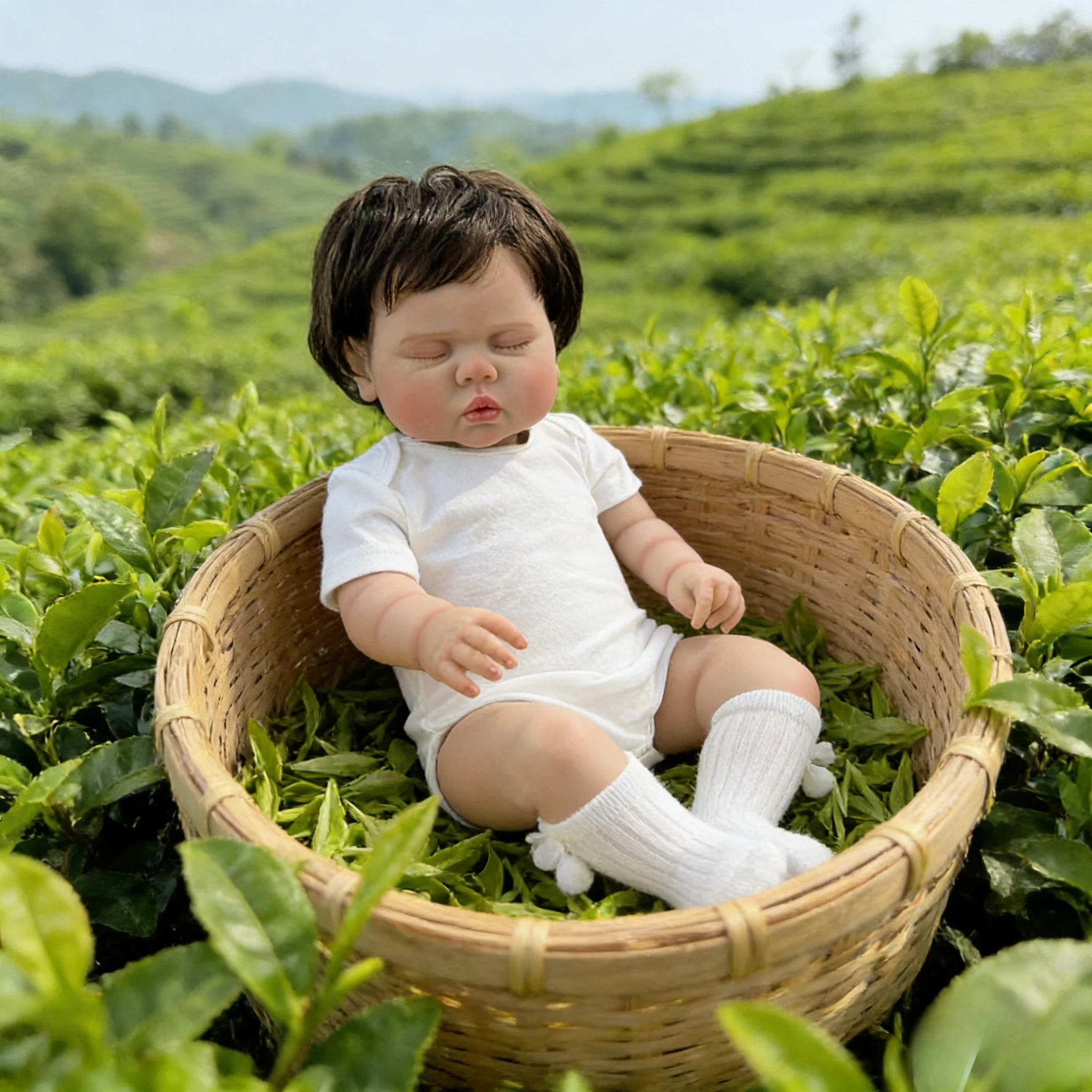 

60cm Reborn Sleeping Girl Doll Soft Cloth Body Lifelike Toddler with Hand Rooted Realistic Hair