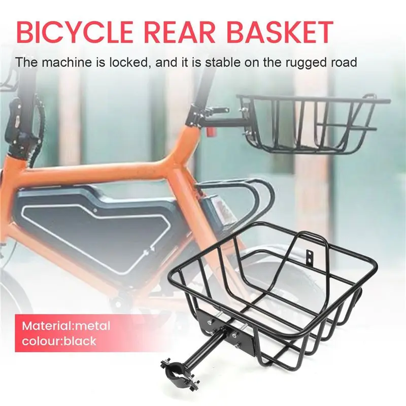L71A Wire Lift-Off Rear Basket Bicycle Rear Basket Iron Hanging Basket Thickened And Widened Bicycle Basket For Bicycles