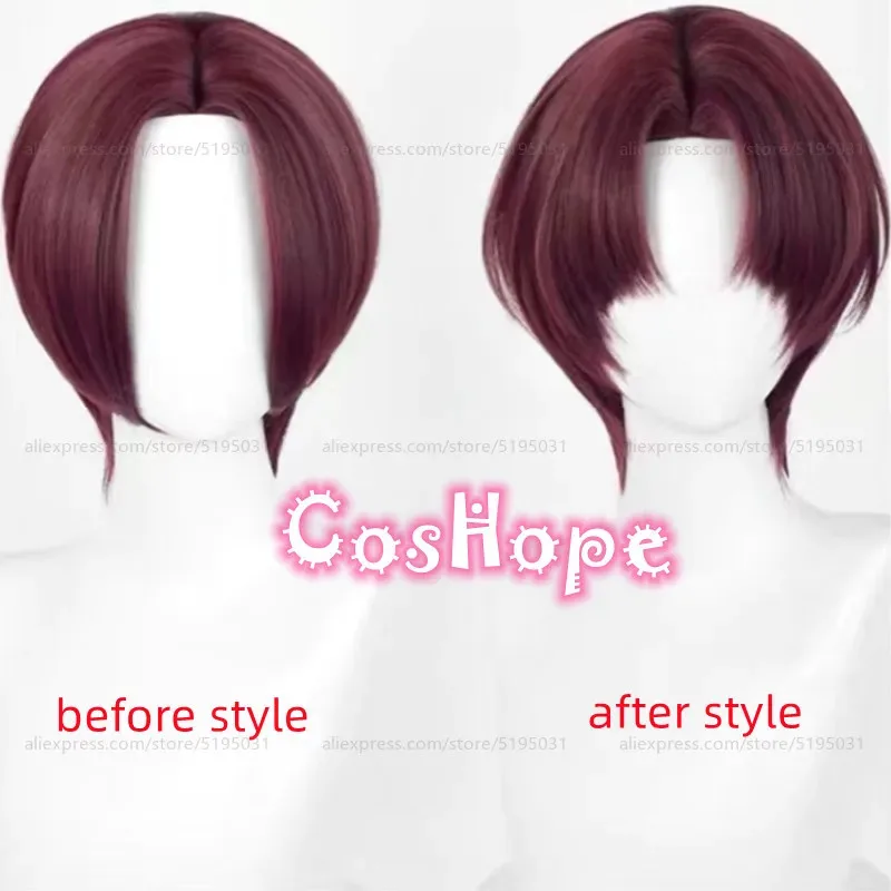 

Vivi 2025 Hayato Suo унисекс 32 см короткая кожа головы темно-красный коричневый парик аниме косплей парики термостойкие синтетические