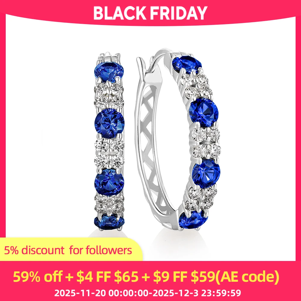 

ANDH культивировать сапфировые серьги-кольца для женщин, стерлинговое серебро 925 пробы, выращенные в лаборатории драгоценный камень, серьги с муассанитом, ювелирные изделия для свадебной вечеринки