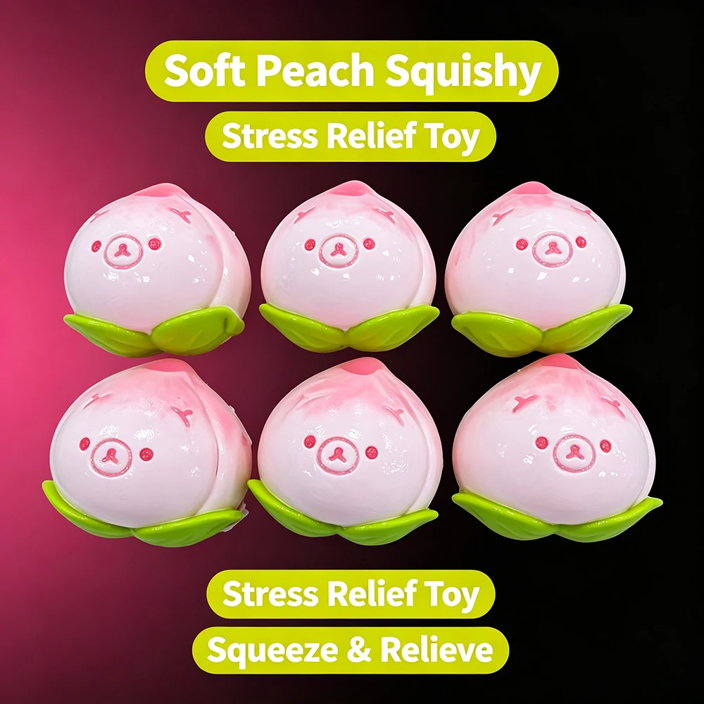 1/2 Stück Weiches Pfirsichförmiges Quetschspielzeug Kawaii Frucht Stressabbau-Spielzeug Niedliche Schreibtisch-Dekoration Entspannendes Accessoire – Detail 9