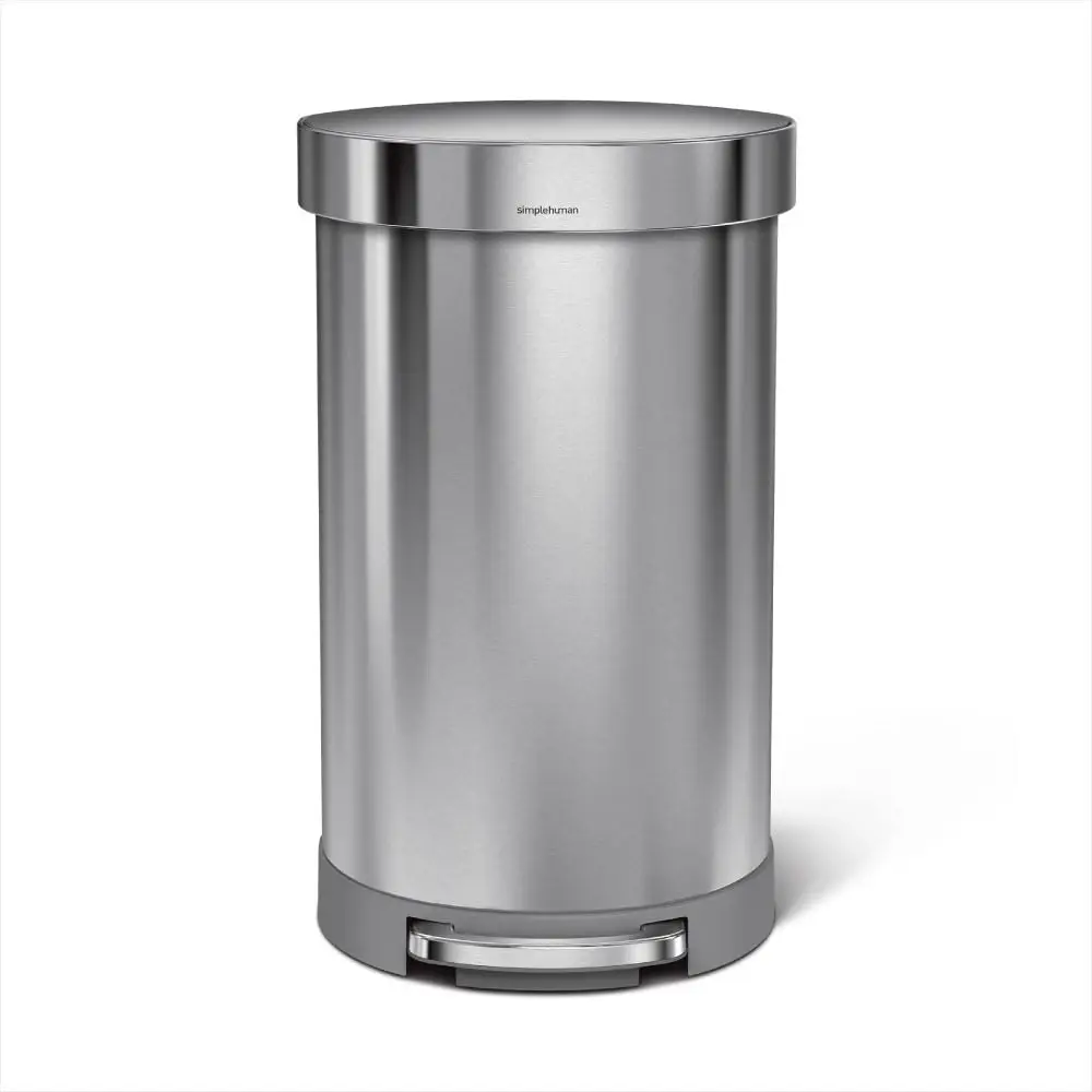 

45 Liter/ 12 Gallon Semi-Round Hands-Free Step Trash Can, Brushed
