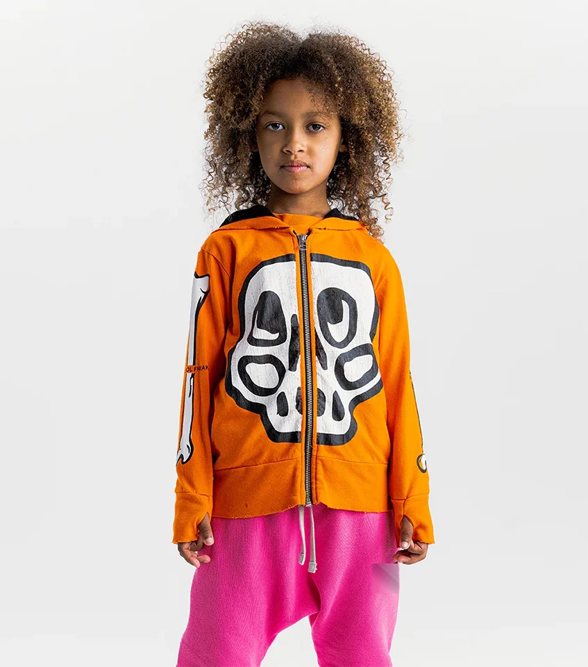 24 N Kids Sweatershirt Hooded Zip Cat Letter Skull Clown Children Long Sleeve Jacket Personality Neutral Wear Youngster Clothing
