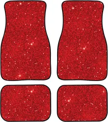 Bling Print Fashion 4 Piece Cars Floor Mats Set for Women Rubber-Lined All-Season Heavy-Duty Vehicle Floor Protection Carpet