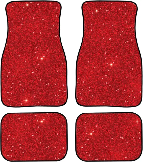 Bling Print Fashion 4-częściowy zestaw dywaników podłogowych dla kobiet z gumową podszewką, całoroczny, wytrzymały dywanik ochronny na podłogę pojazdu