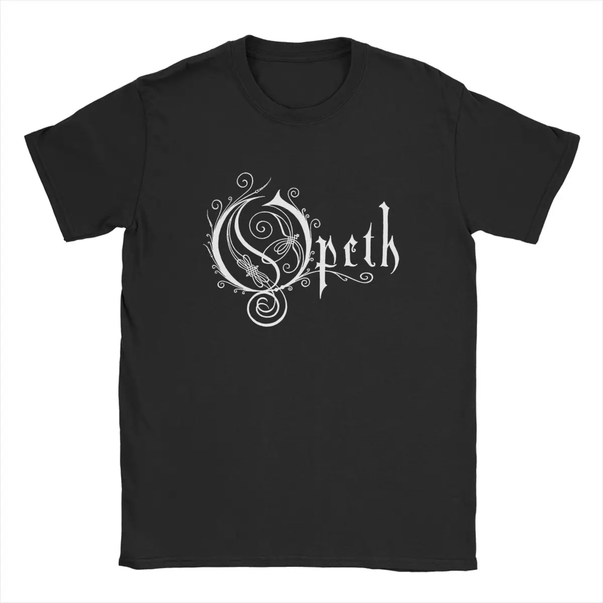 

Opeths Logo Death Metal Band T Shirt for Men Cotton Novelty T-Shirts Round Neck Vintage music album Tees Short Sleeve Tops Gift