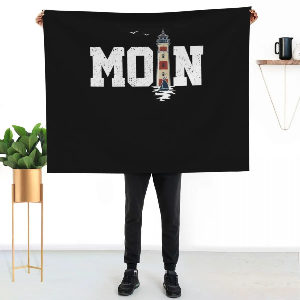 

Hello North Sea lighthouse & seagulls North Germany sea beach Throw Blanket Air Conditioner Soft Blanket for Office Home