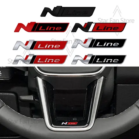 현대 Veloster Elantra I30 I10 I20 Tuscani Ioniq 3D 스티커 용 금속 N 라인 배지 자동차 스티어링 휠 엠블럼 데칼 액세서리