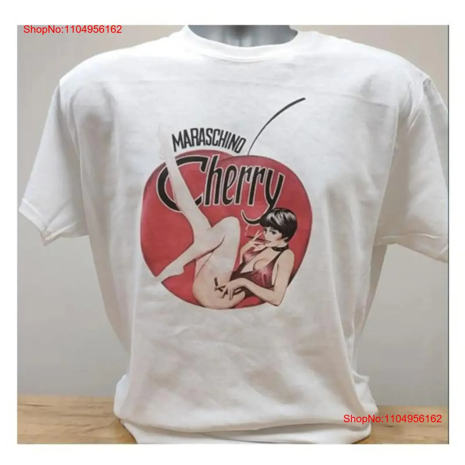 Maraschino cereza camiseta estilo Retro blanco 139 vintage lavado estirado cómodo suave ligeramente moda