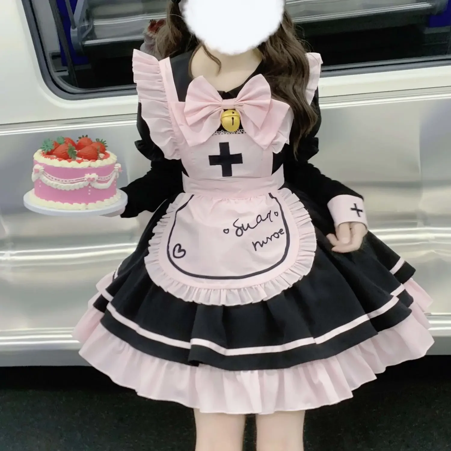 MAGOGO Sweetheart Maid Leuke Zachte Meisjes Lolita OP Mini Jurk Vrouwen Anime Cosplay Kawaii Boog Schort Korte Mouwen Prinses Jurken