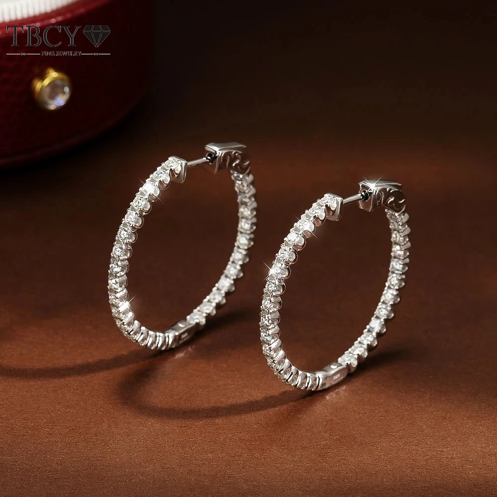 TBCYD 1.8MM D Color VVS1 Moissanite Hoop Earrings for Women GRA Certified S925 Silver Ear Studs Wedding Party Fine Jewelry Gifts