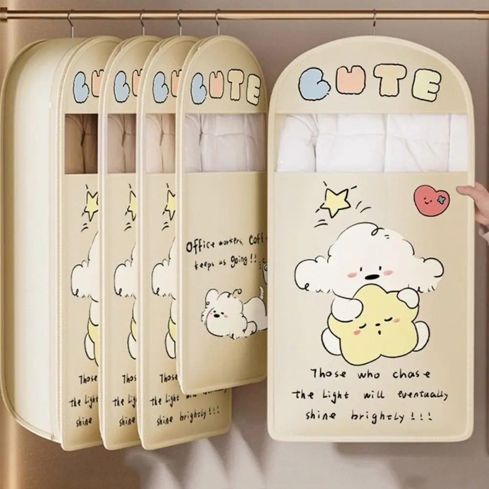 

Visible Clothes Dust Cover Space Saving Dust-proof Compression Hanging Bag Large Capacity with Zipper Down Jacket Storage Bag