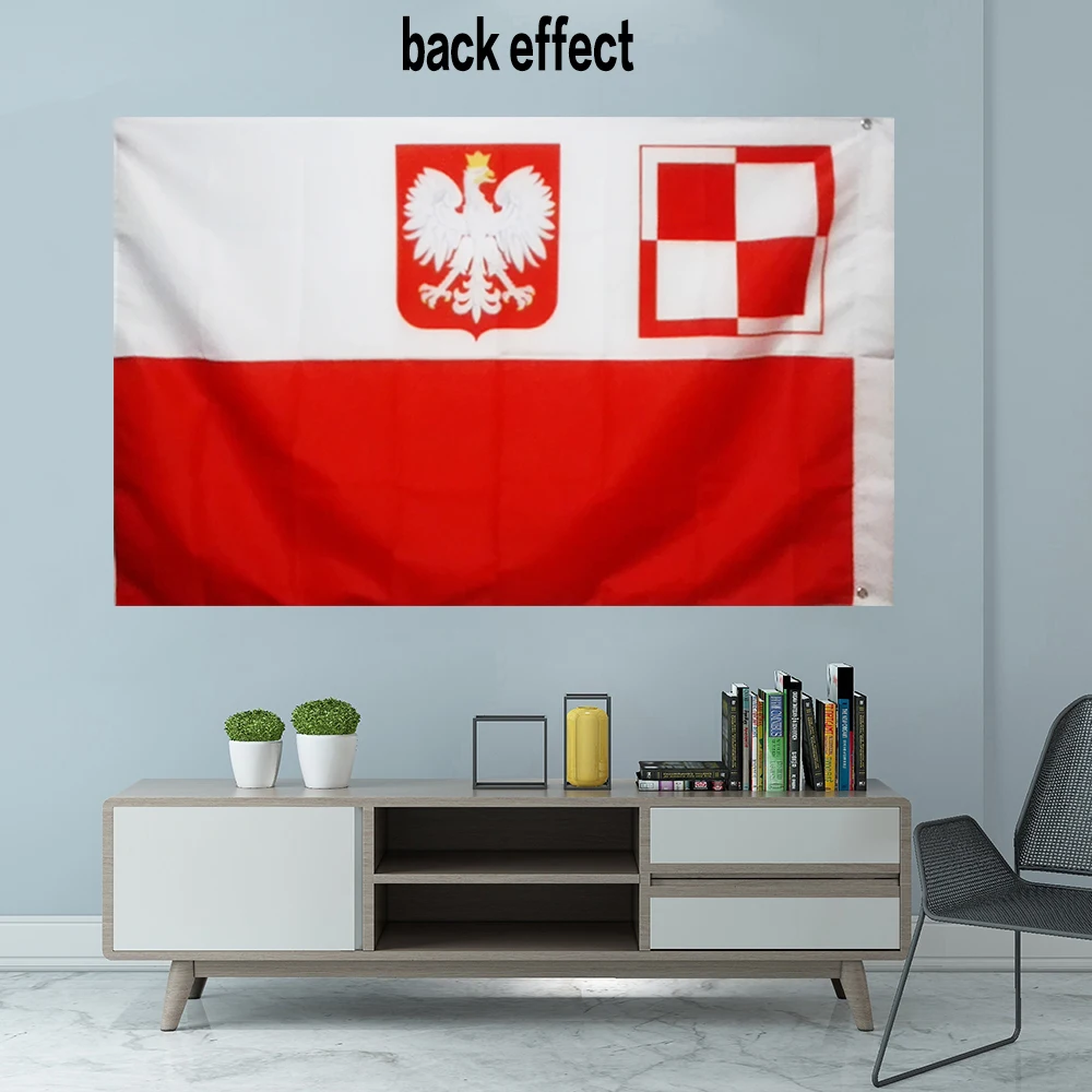 Military Airport Poland Flag Graphic Custom Printed Hanging Banner Decoration Sport Polyester Shaft Cover Grommet 3X5FT 90X150CM