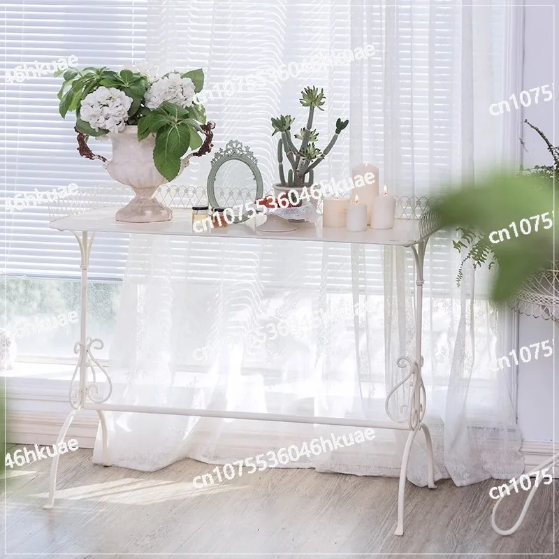 French Retro Small Table Bay Window Side Few Bedrooms Living Room Balcony Garden Outdoor Shelf Long Table Bed and Breakfast Iron