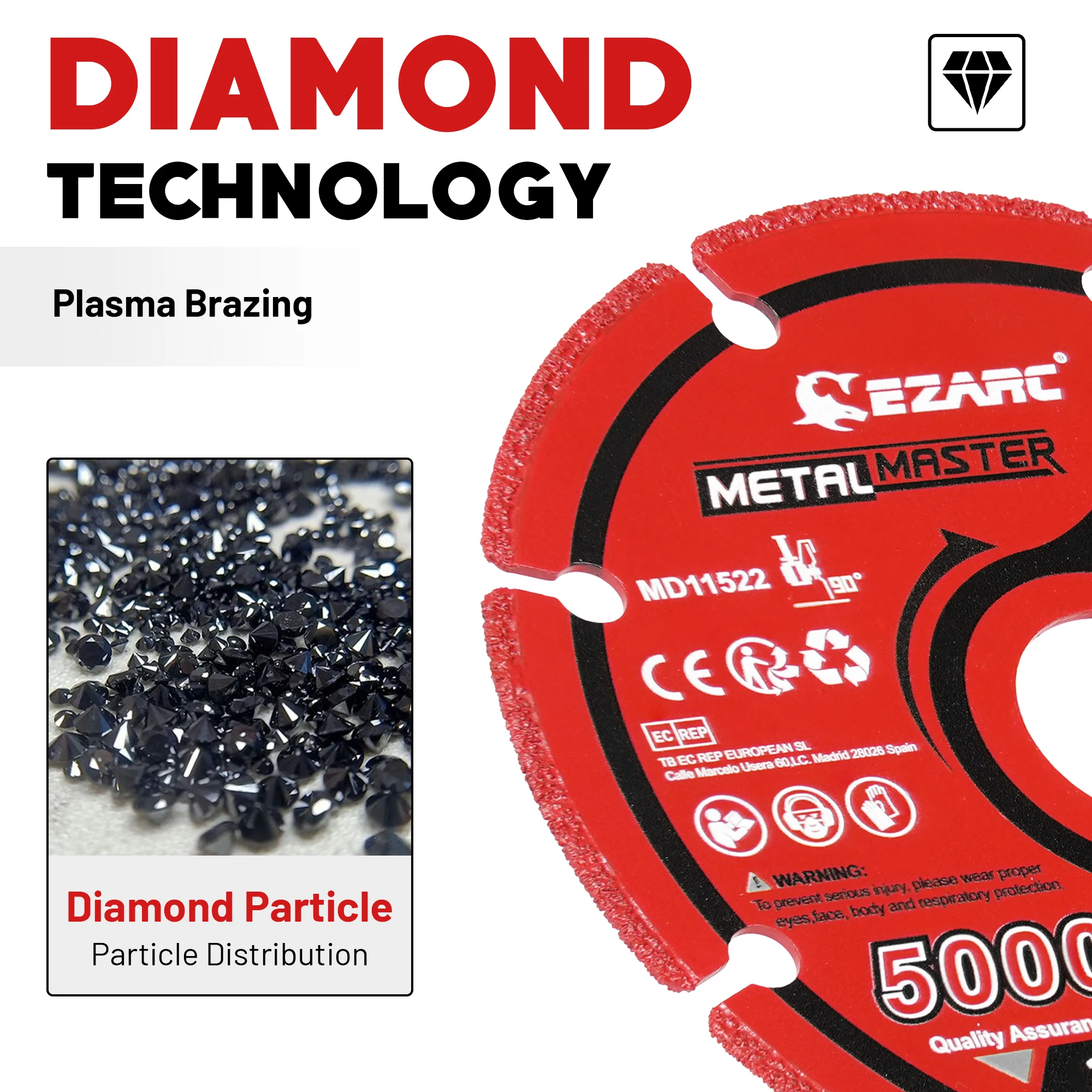 EZARC 115mm x 22.23mm Diamond Cutting Disc for Metal, 1PC 4.5-Inch Cut Off Wheel with 5000+ Cuts on Rebar, Steel, Iron and INOX