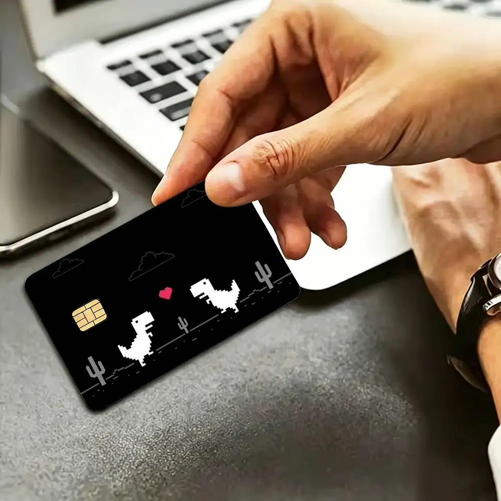 Funny No Internet Rex Dinosaur HD Waterproof Credit Card Stickers Silicone Decals For Chip Game Cards