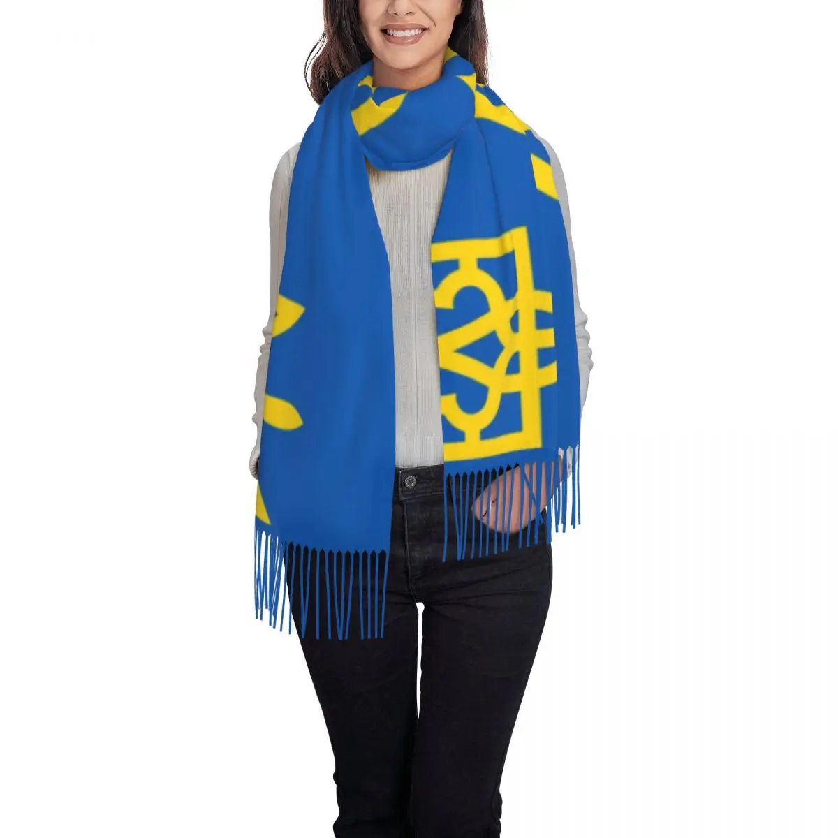 Custom Printed Ukraine Stripes Scarf Women Men Winter Warm Scarves Ukrainian Flag Shawls Wraps