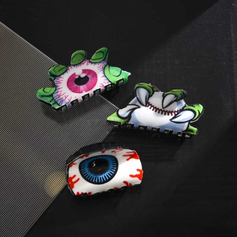 

New Halloween Horror Series Devil's Eye Hair Claw Eyeball Acrylic Claw Clip Crab Hair Clip Party Hair Accessories for Women