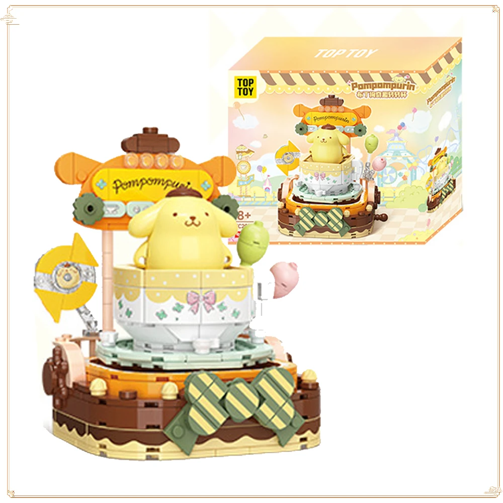 Sanrio Colorful Amusement Park Series Carousel Swing Castle Rotating Cup Puzzle Assembly Toy Exquisite Girl Heart Cute Kid Gift