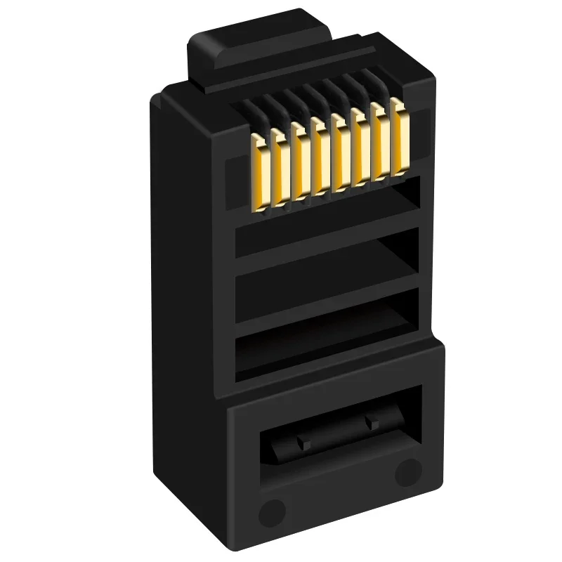 CNCOB RJ45 Cat5e 8P8C conector de Cable Ethernet Modular enchufe de cristal 50u red de engarzado conectores RJ 45 negro 30 Uds