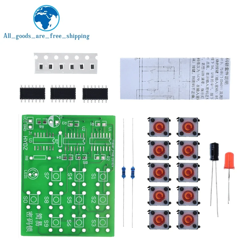 TZT Multi-purpose simple electronic password lock kit electronic DIY kit Hobbyist, electronics lab Students