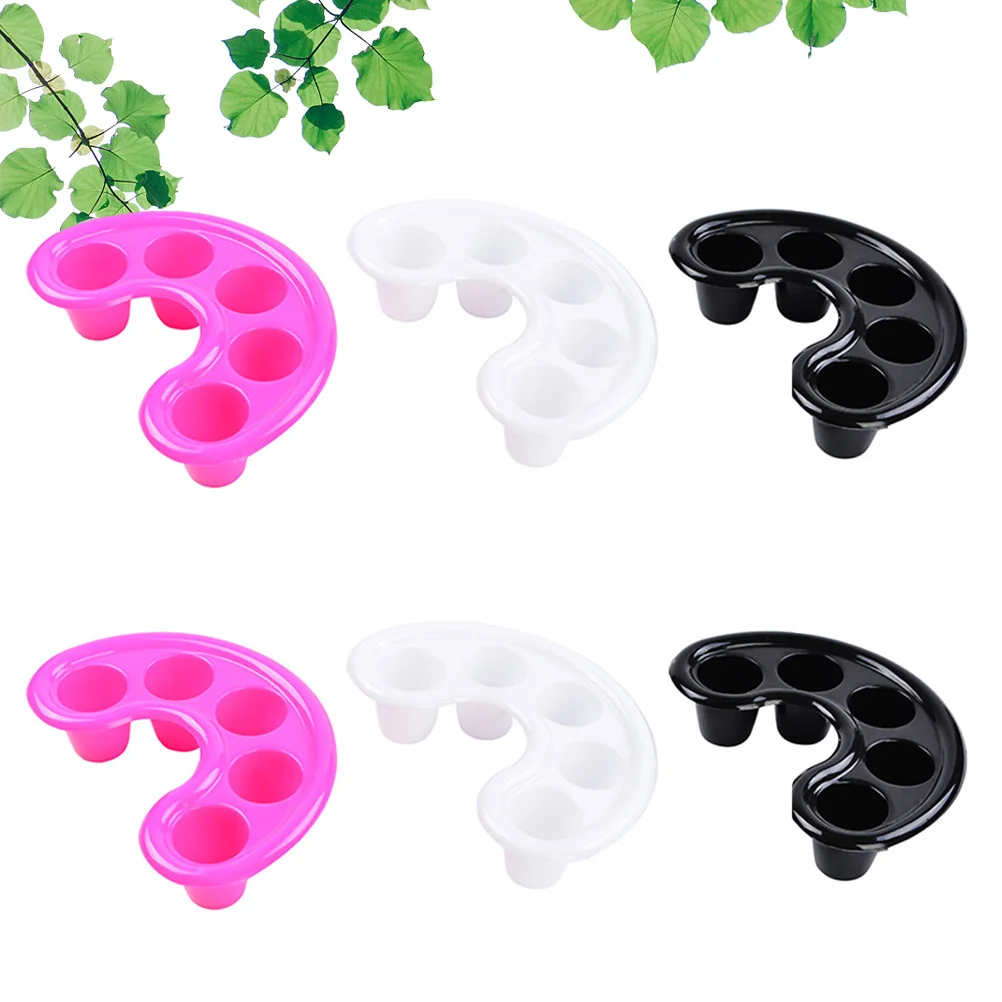 6pcs 5-Hole Soaking Bowls For Nail Soaker Bowls Treatment Cuticle Softening False Nail Removal Black White Rosy