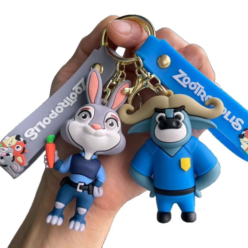 مجموعة سلسلة مفاتيح للزوجين من Disney Anime Zootopia Judy Hopps وNick Wilde - شماعة حقيبة الظهر مناسبة لتقديم هدايا عيد الميلاد