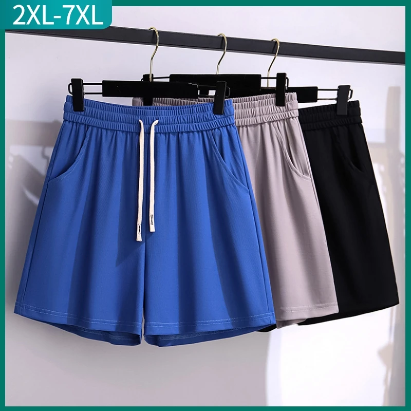 

New 2023 Ladies Summer Plus Size Sports Shorts For Women Large Loose Blue Wide Leg Thin Running Shorts 3XL 4XL 5XL 6XL 7XL