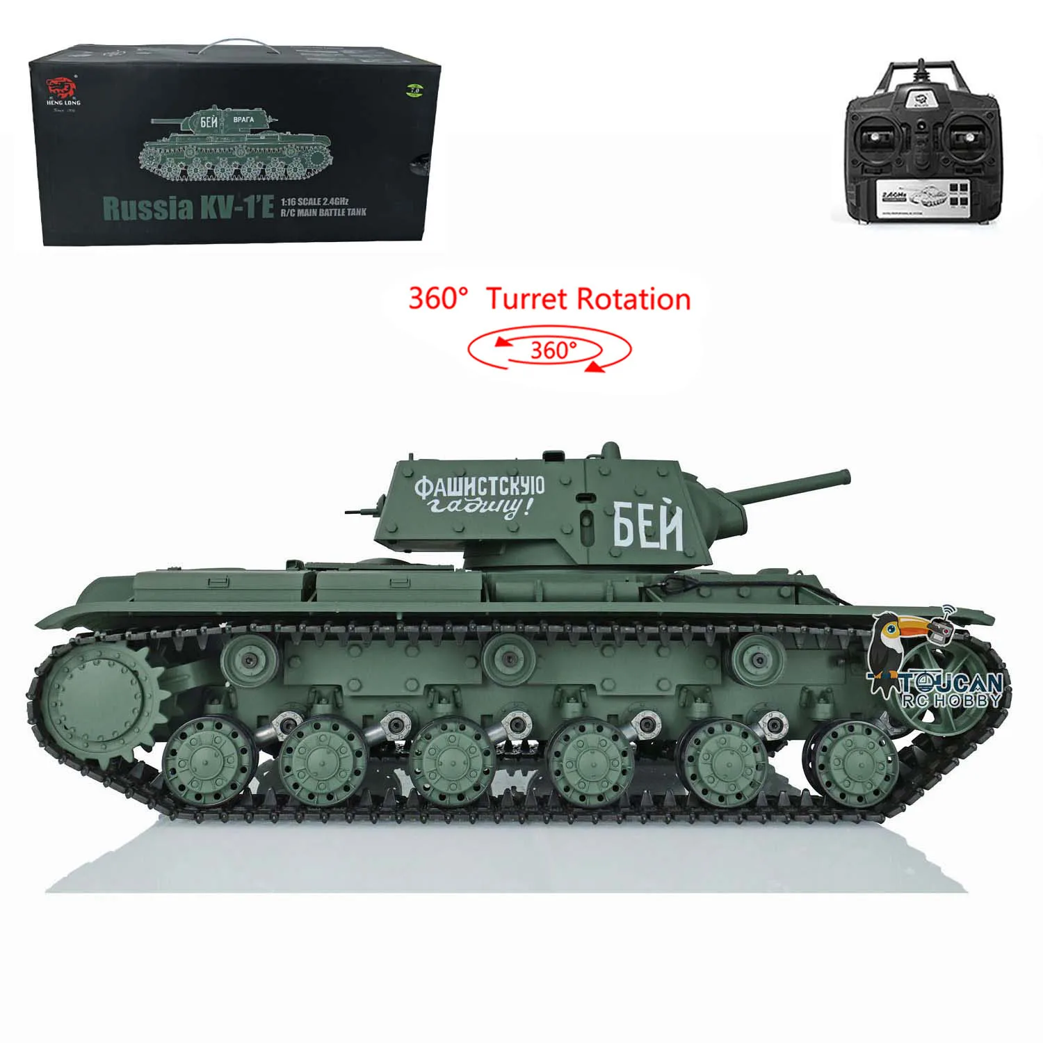 2.4G 1/16 Scale Heng Long 7.0 Plastic Soviet KV-1 RTR RC Tank 3878 360° Turret Engine Sound BB Shooting Toys for Boys TH17462