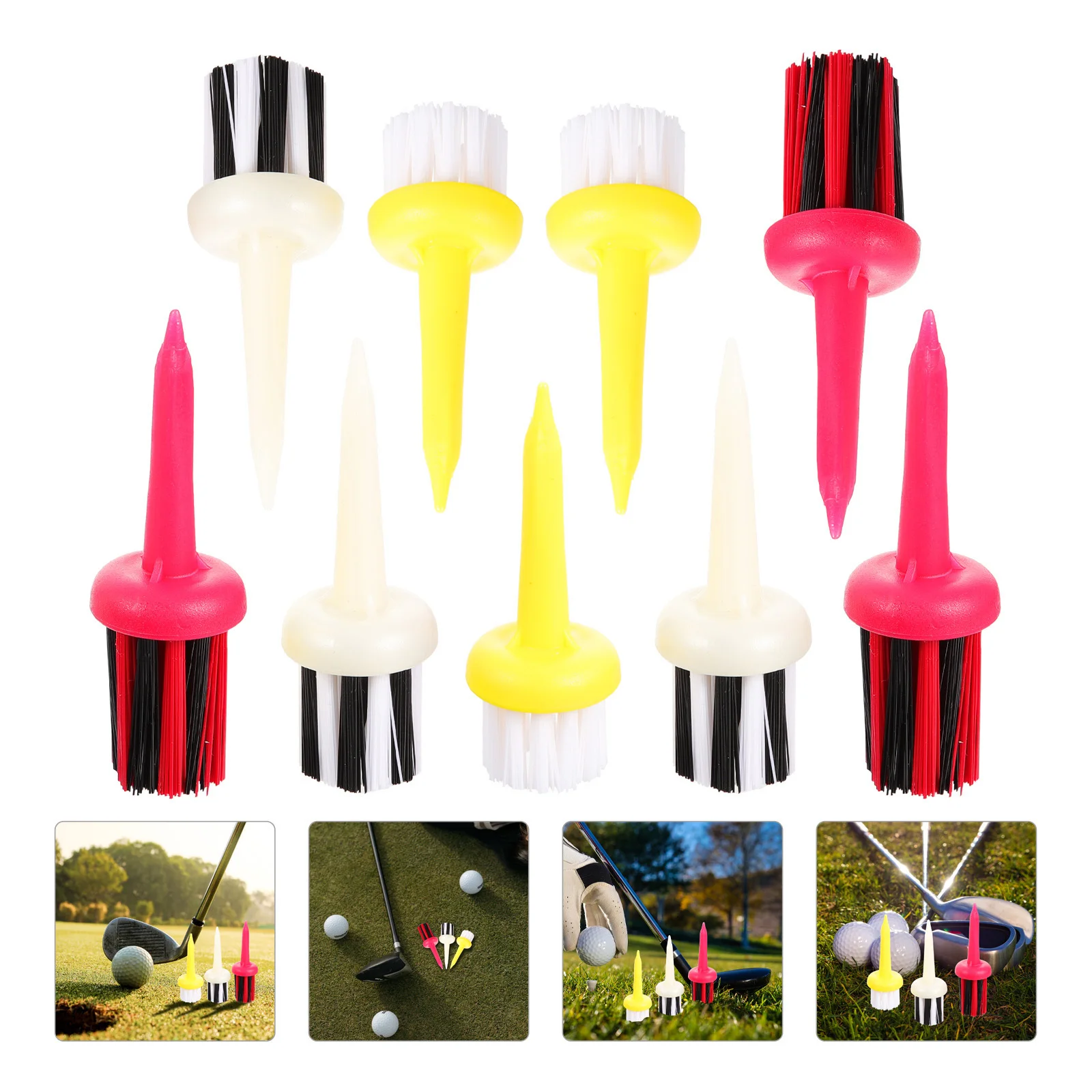

9pcs Golf Club Brush Set Wear-Resist Flexible Cleaning Tool For Grooves Ball Mark Removal Golfing Accessories Practice Brush