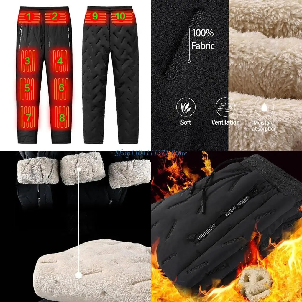 Electric USB Heating Pants Thermal Heating Trousers for Men Women, Heated Pants Fleece Lined Heated Pants with Battery