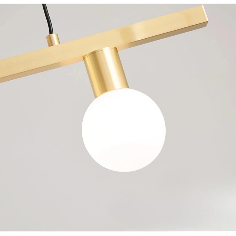 مصباح معلق على شكل مطعم نحاسي بالكامل، تركيبات إضاءة معلقة لطاولة الطعام طويلة وحديثة وبسيطة من الشمال