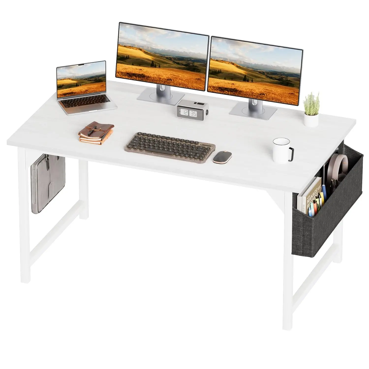 

48 Inch Wood Computer Desk with Storage Bag & Headphone Hook for Home Office Study Writing, Customized