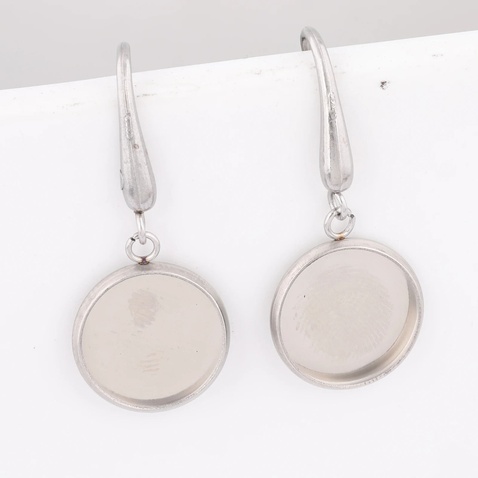 10 pezzi di orecchini in acciaio inossidabile con gancio per filo, adatti per orecchini cabochon da 12 mm, impostazione base spazi vuoti, creazione di gioielli fai da te