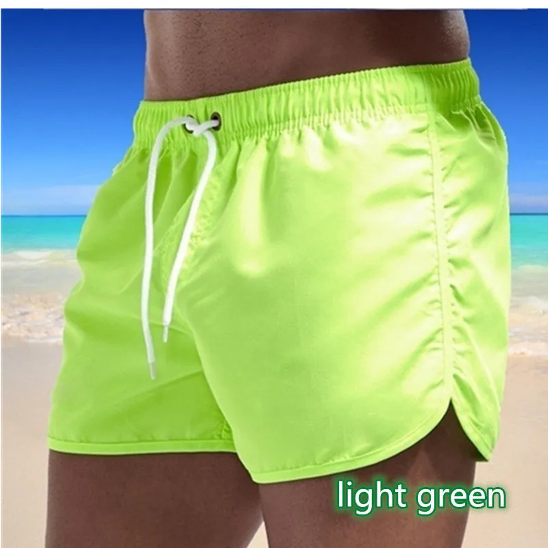 2024 Summer New Men\'s Fashion Sports Exercise Swimming Shorts Quick drying Breathable Solid Color Thin Surfing Beach Shorts