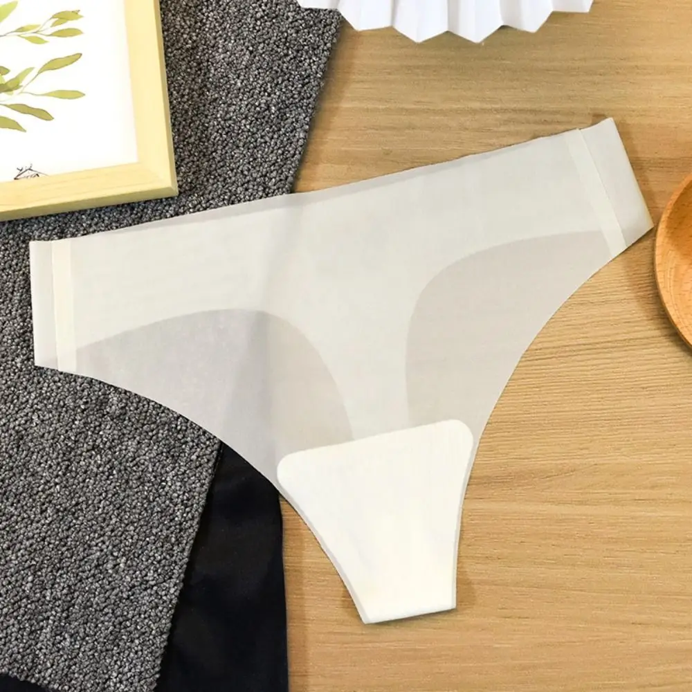 Transparent Women's Summer Ice Silk Panties Low Waist Yoga Fitness Ice Silk Seamless Briefs Thong\ Female Lingeries Traceless