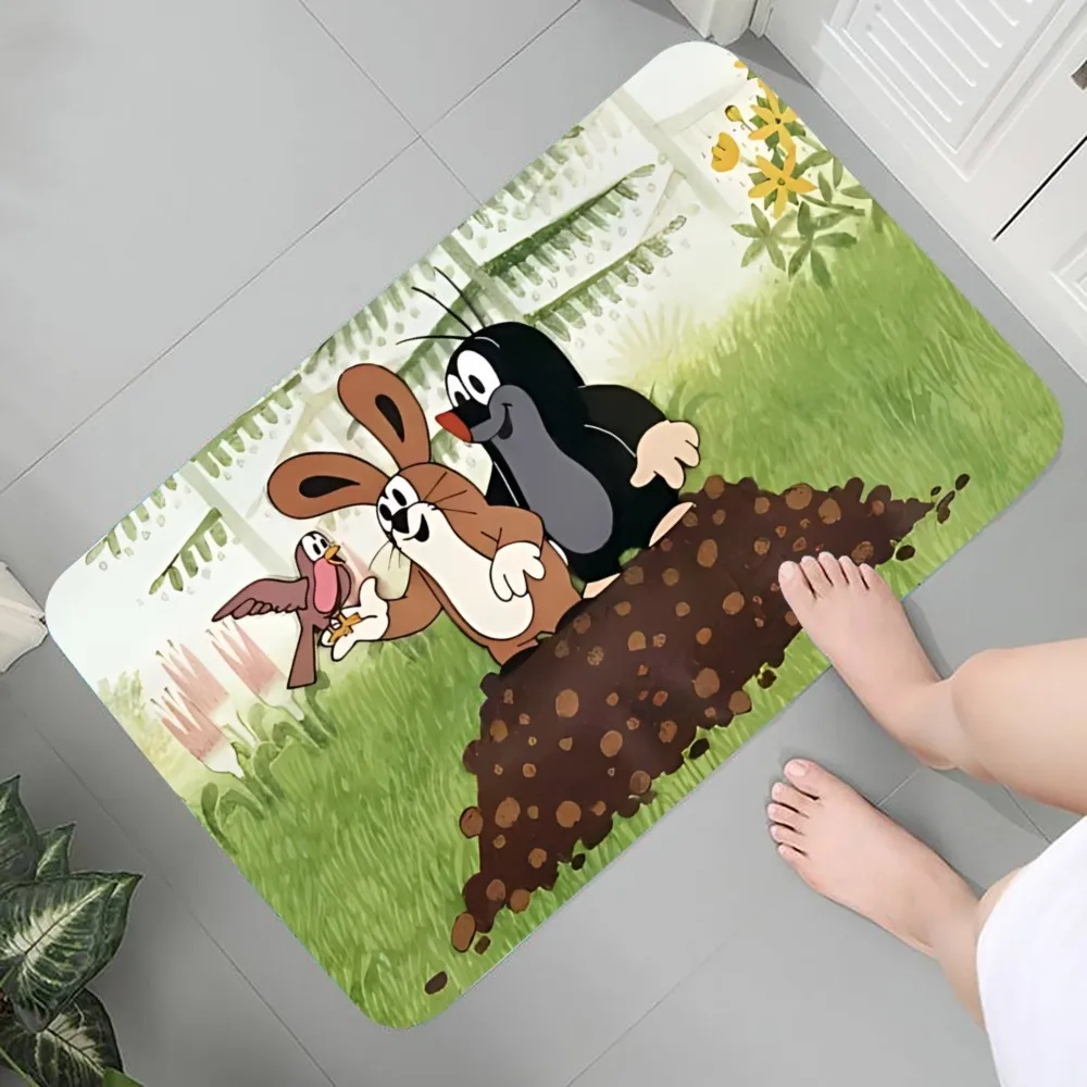 Cartoon Classic Krtek A Kalhotky Floor Mat Graphic Printed Flannel Doormats For Bathroom Kitchen Entrance Carpet Home Decor