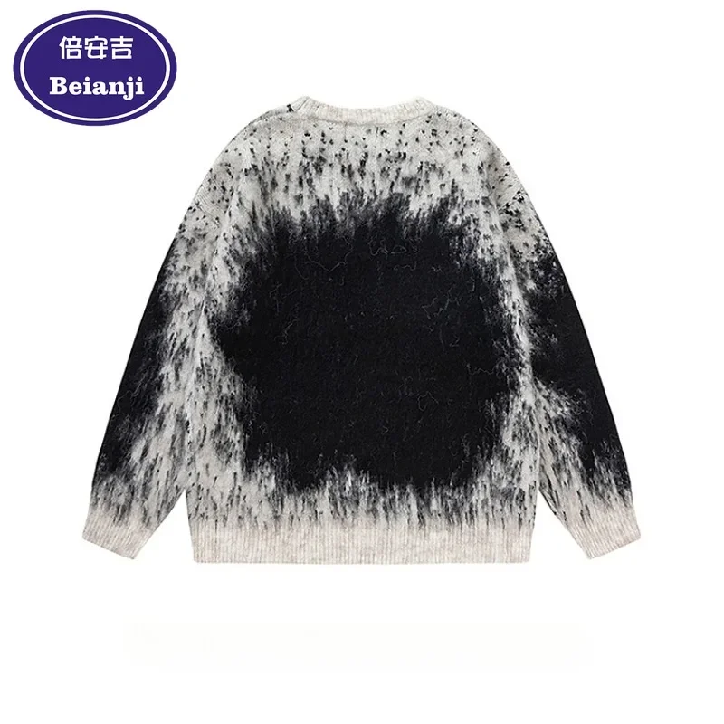 Beianji men's sweater national fashion vintage loose design Maillard niche street couple knitted top