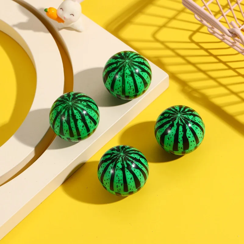 6 Pcs 30mm Watermelon Soccer Modeling Bouncy Ball Color Elastic Small Simulation Bouncy Ball Outdoor Parent-child Sports Toys