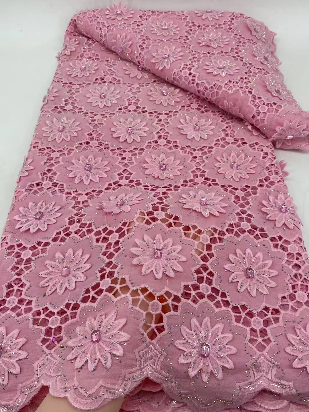 

NEW African Nigerian High-Quality Tulle Lace Fabric Organza Embroidery Guipure for Party Gown Jacquard Wedding Dress 5Yard