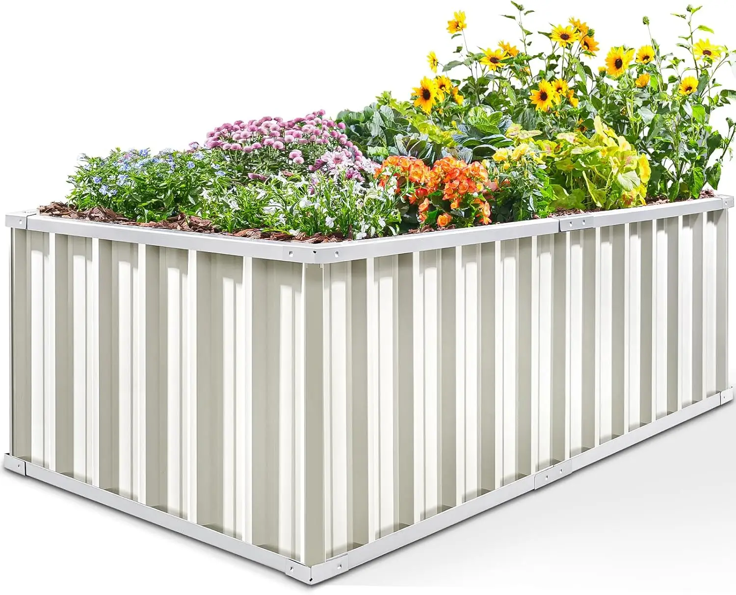 

Поднятая садовая кровать 68 x 36 x 24 дюйма, металлический ящик для цветов из оцинкованной стали на открытом воздухе для глубоких овощей, цветов, больших