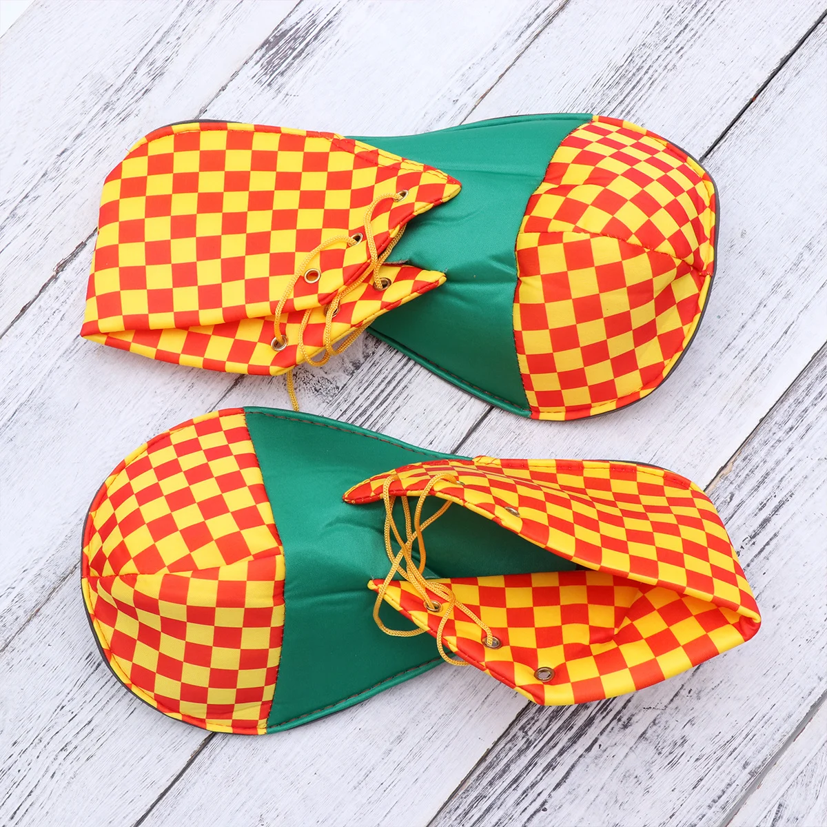 밝은 색상의 평균 크기 광대 신발 한 켤레, 할로윈 의상 파티용 조절 가능한 끈, 남녀 공용 광대 신발