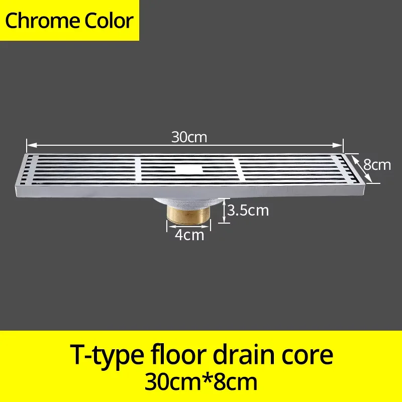 European Rectangular All‑Copper Large‑Flow Floor Drain, Insect‑Proof Deodorant Carved Drain for Bathroom & Toilet Installation