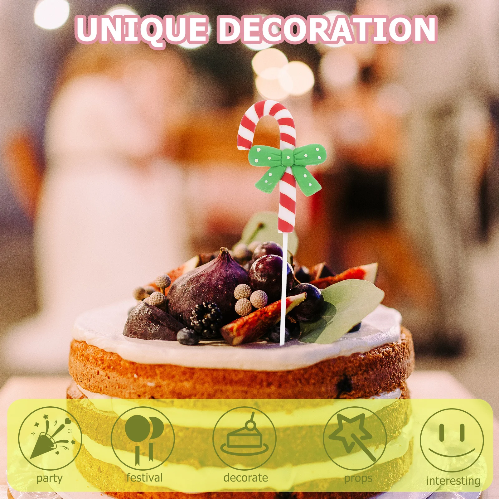 

8Pcs Cake Decoration Picks 3D Polymer Clay Christmas Ornaments for Cupcake Muffin Bread Fruit Topper Home Party Decor