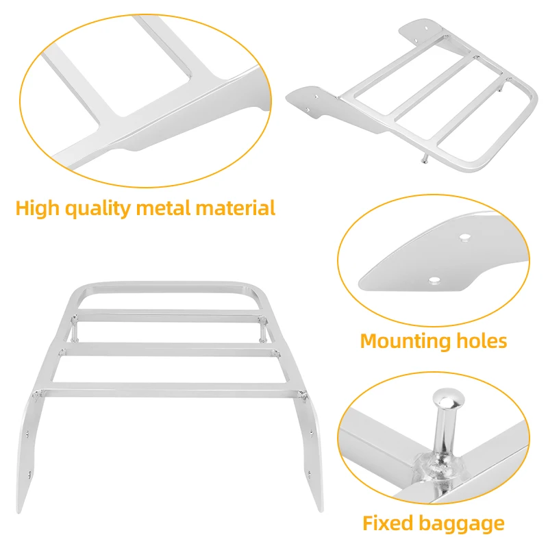 Motorcycle Chrome Rear Sissy Bar Backrest Luggage Rack For Honda Shadow Spirit VT750DC VT400 VT600 VT1100 VF250 VF750