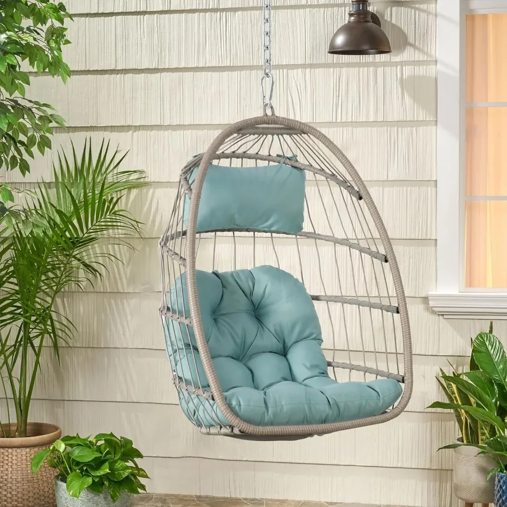 

Indoor/outdoor Foldable Rattan Swing Hammock Seat Hanging Egg Chair Without Bracket With Cushion/headrest Garden Furniture Foot